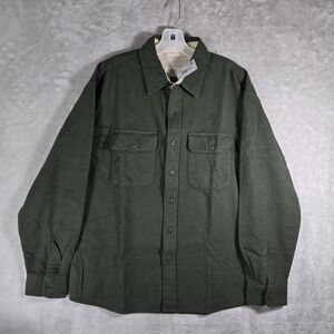 American Eagle Flannel Button Up Mens Size M Medium Olive Green Cotton Shirt NWT